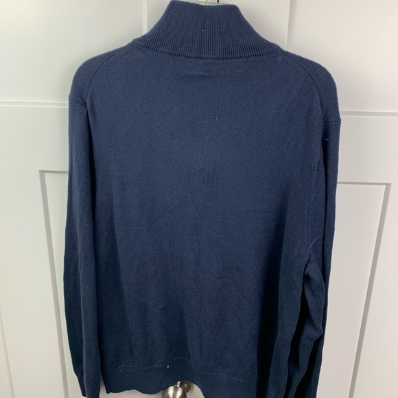 J Crew Factory Mens XL 100% Cotton half zip sweater Navy Blue Mock Neck - Picture 6 of 10